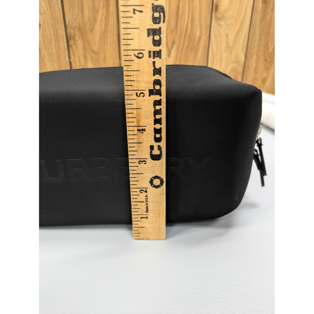 Burberry Toiletry Bag OS Black Neoprene Logo Zip Travel Pouch Minimalist - Picture 9 of 11